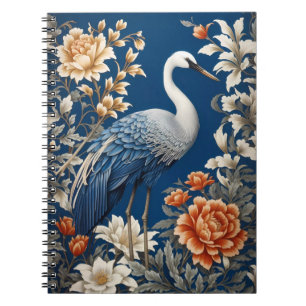 Cuaderno Inspiración de la elegante grúa azul William Morri