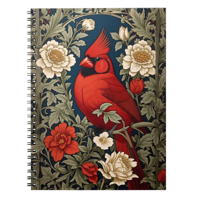 Cuaderno Inspiración del cardenal norteño Floral William Mo (Frente)