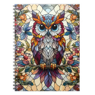 Cuaderno Inspirado en vidrio emplomado de búho