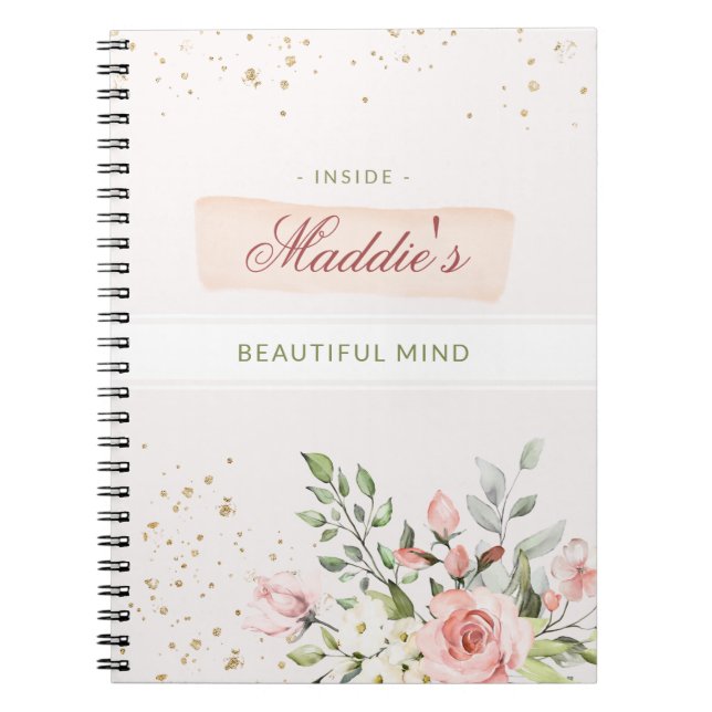 Cuaderno Inspirador pensamiento diario personal Moda floral (Frente)