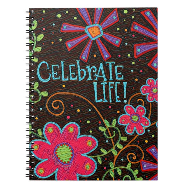 Cuaderno Inspiradora, floral, celebra la inespiritualidad d (Frente)