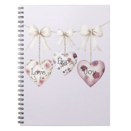 Cuaderno Inspirational Floral Love Hope Joy Hearts Bow