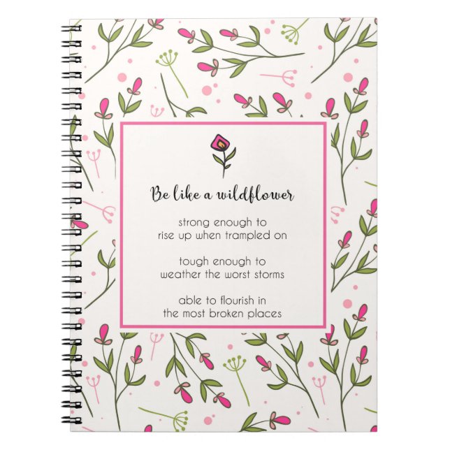 Cuaderno Inspirational Quote With Wildflower Pattern (Frente)