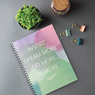 Cuaderno Inspire Dream Quote Abstract Watercolor