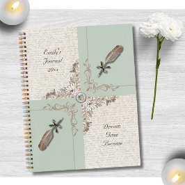 Cuaderno Inspiring Soft Sage Green Vintage Manuscript