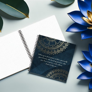 Cuaderno Instructor de Meditación de Yoga Blue Gold Mandala