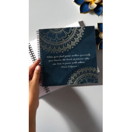 Cuaderno Instructor de Meditación de Yoga Blue Gold Mandala