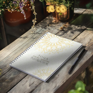 Cuaderno Instructor de Meditación de Yoga Flores Gold Manda
