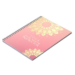 Cuaderno Instructor de Meditación de Yoga Flores Gold Manda
