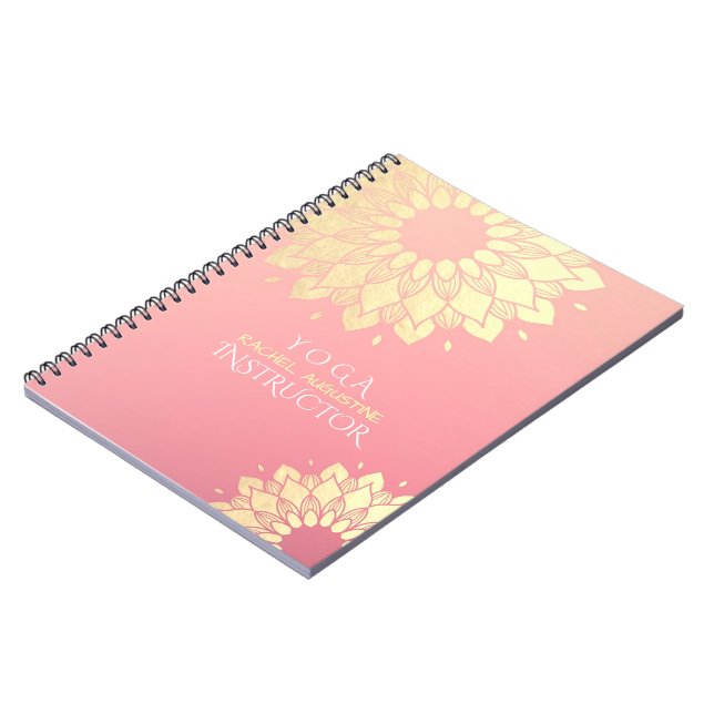 Cuaderno Instructor de Meditación de Yoga Flores Gold Manda (Lado Izquierdo)