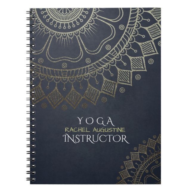 Cuaderno Instructor de Meditación de Yoga Oro Mandala Marin (Frente)