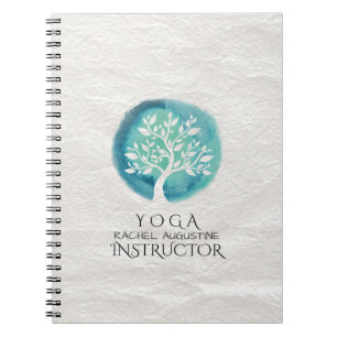 Cuaderno Instructor de Meditación YOGA Árbol de acuarela el