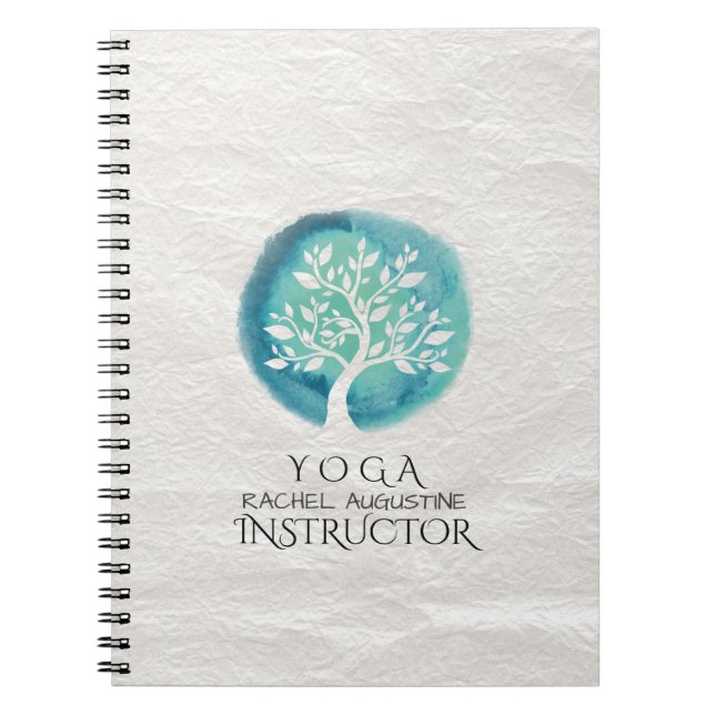 Cuaderno Instructor de Meditación YOGA Árbol de acuarela el (Frente)