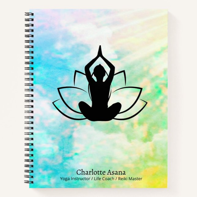 Cuaderno Instructor de Yoga Loto Entrenador de Reiki Acuare (Anverso)