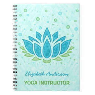 Cuaderno Instructor de yoga  Medición Zen Blue Lotus Flowe