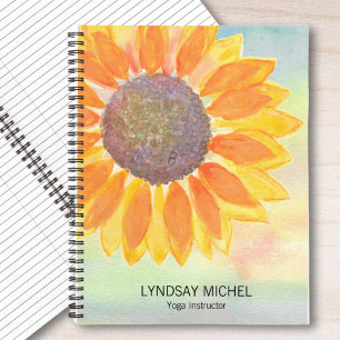 Cuaderno Instructor de Yoga Nombre Personalizado Girasol