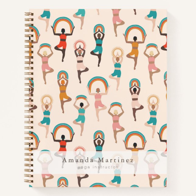 Cuaderno Instructora de Yoga Mujeres Yoga Pose Light Tan (Anverso)