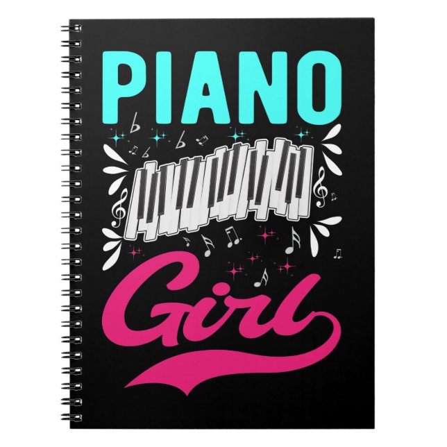 Cuaderno Instrumento de Chica para hija de músico de piano (Frente)
