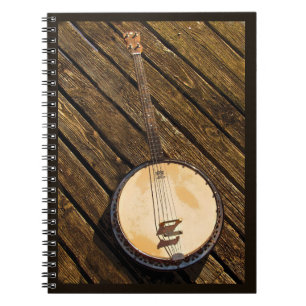 Cuaderno Instrumento de música de banjo rústico en portátil