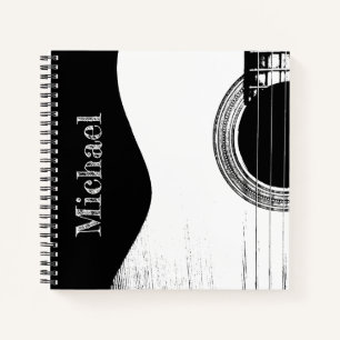Cuaderno Instrumento musical Guitarra acústica blanco negro
