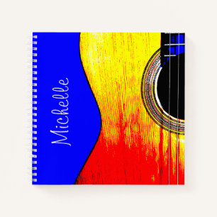 Cuaderno Instrumento musical guitarra colorida amarillo roj