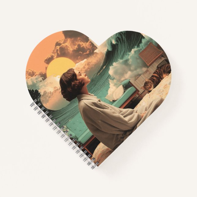 Cuaderno Interior surrealista con mujer y gato (Anverso)