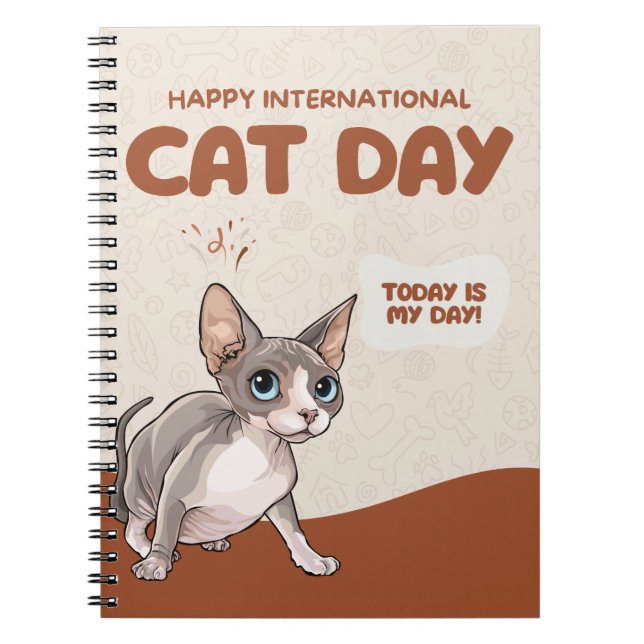 Cuaderno International Cat Day Sphynx Celebration Art (Frente)