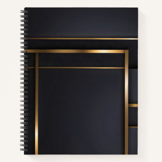 Cuaderno Intersecciones Doradas — Minimalista Negro y Dorad