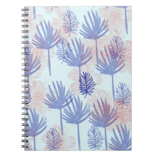 Cuaderno Into the blue. Muster mit Blättern in Blau
