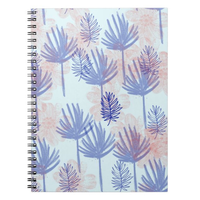 Cuaderno Into the blue. Muster mit Blättern in Blau (Frente)