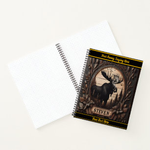 Cuaderno Intrincada talla de alce en la naturaleza