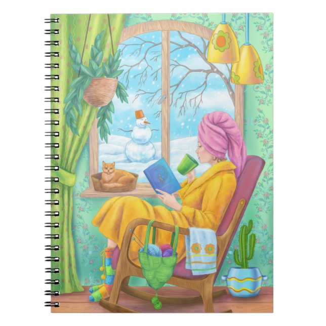 Cuaderno Invierno acogedor ilustracion casero (Frente)