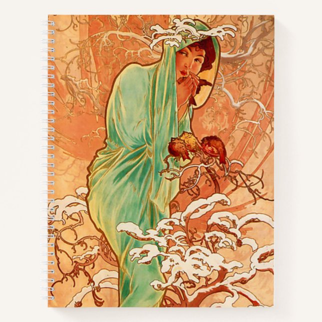 Cuaderno Invierno Art Nouveau de Alphonse Mucha (Anverso)