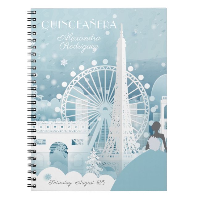 Cuaderno Invierno azul helado en París (Frente)