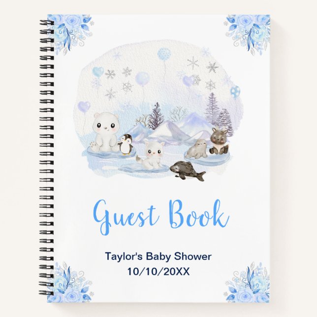 Cuaderno Invierno de Baby Shower de Animales Árticos (Anverso)
