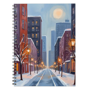 Cuaderno Invierno de Boston Acuarela de la ciudad de Mass