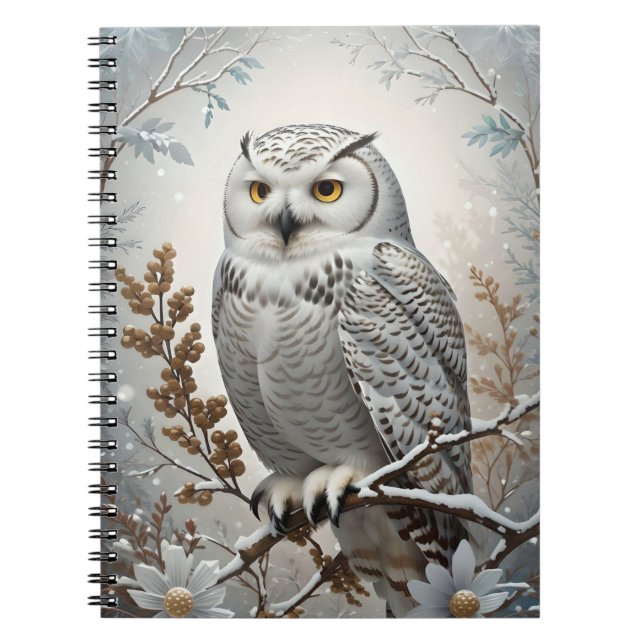 Cuaderno Invierno de Lechuza Blanca con Nieve (Frente)