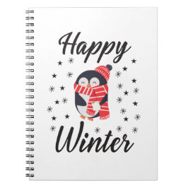 Cuaderno Invierno feliz, pingüino lindo