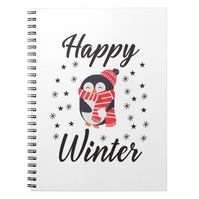 Cuaderno Invierno feliz, pingüino lindo (Frente)