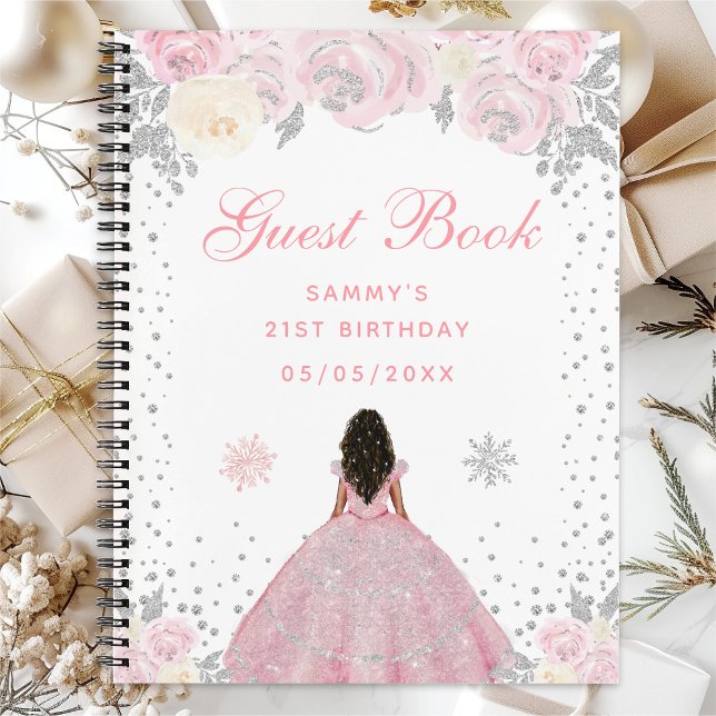 Cuaderno Invierno rosa de piel oscura Princesa de fiesta de (Subido por el creador)
