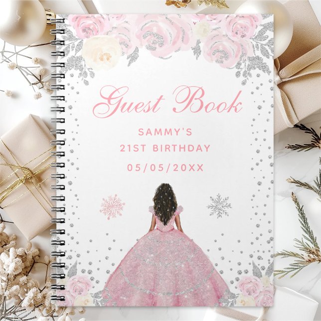 Cuaderno Invierno rosa de piel oscura Princesa de fiesta de (Subido por el creador)