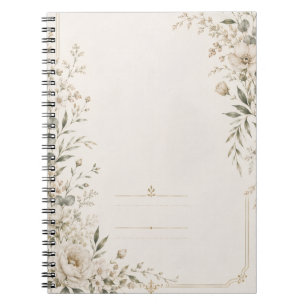Cuaderno Invitación de Boda Antigua con Botánica Refinada