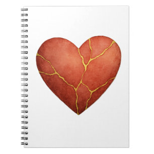Cuaderno invitación de corazón Kintsugi