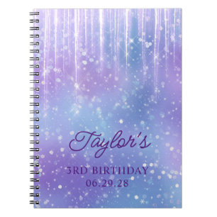 Cuaderno Invitada al 3er cumpleaños de carámbanos morados b