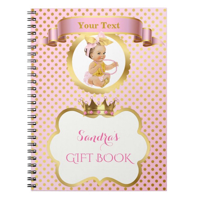 Cuaderno Invitada del regalo de oro rosado de la princesa B (Frente)