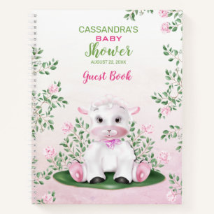 Cuaderno Invitado a Baby Shower Lamb Pink Floral
