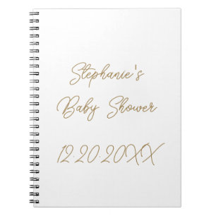 Cuaderno Invitado a Baby Shower Monogramas Elegant Gold Scr