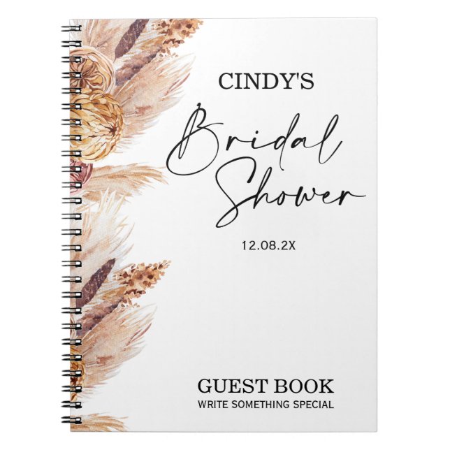 Cuaderno Invitado a la ducha de novias Boho Pampas Grass (Frente)