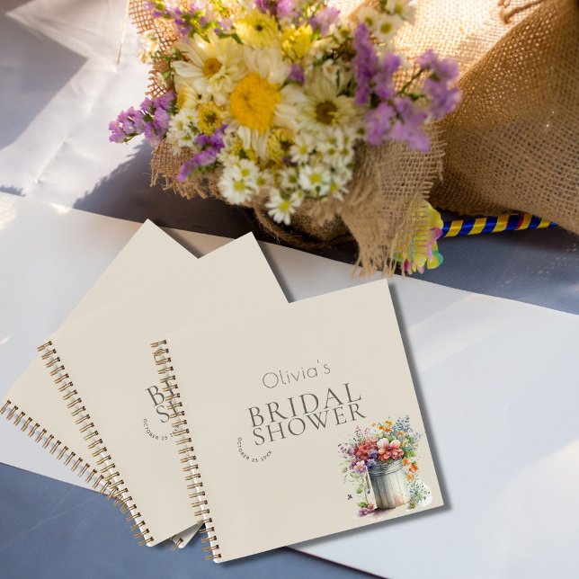 Cuaderno Invitado a la ducha de novias con flores de primav (Subido por el creador)