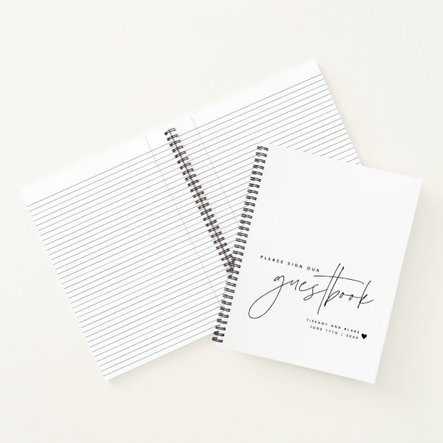 Cuaderno Invitado blanco caligrafía de guión boda (Interior)